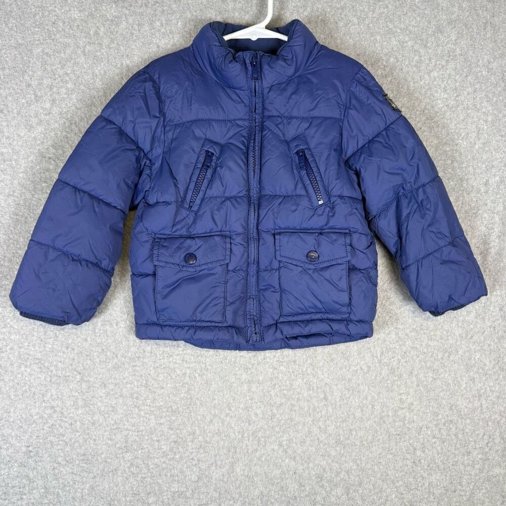 GAP Baby Size 2 Year Toddler Quilted Puffer Jacket Coat Hooded Blue Nylon